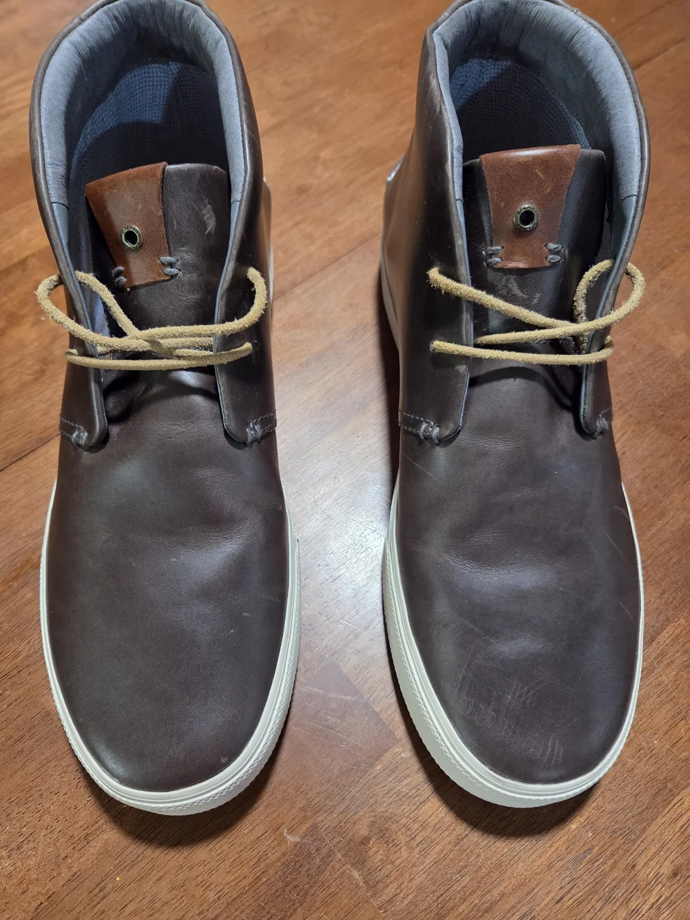 Sperry Dark Brown Leather Boots with White Sole Size 11